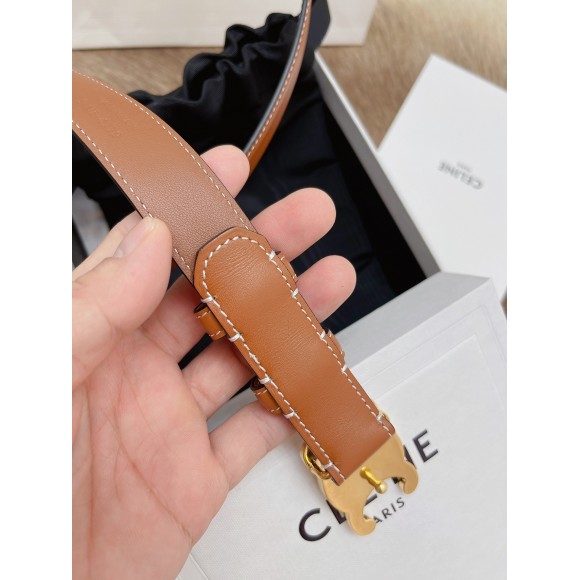 Ce**e medium triomphe belt 25mm in brown calfskin