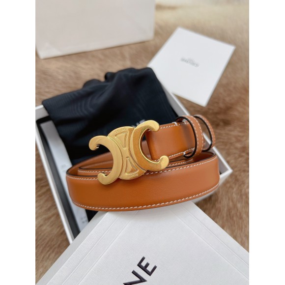 Ce**e medium triomphe belt 25mm in brown calfskin