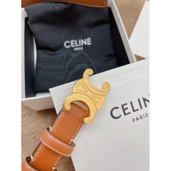 Ce**e medium triomphe belt 25mm in brown calfskin