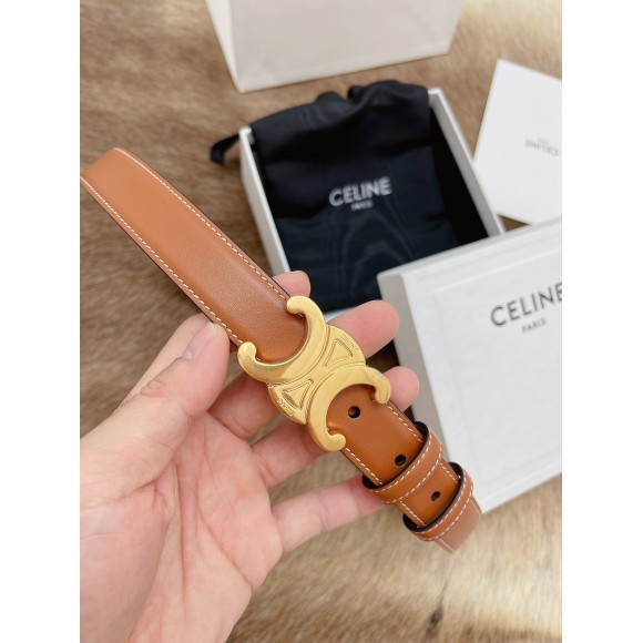 Ce**e medium triomphe belt 25mm in brown calfskin