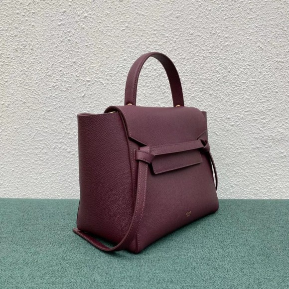 Ce**e micro belt bag in bordeaux grained calfskin