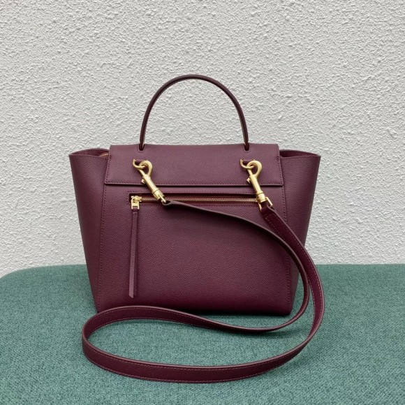 Ce**e micro belt bag in bordeaux grained calfskin