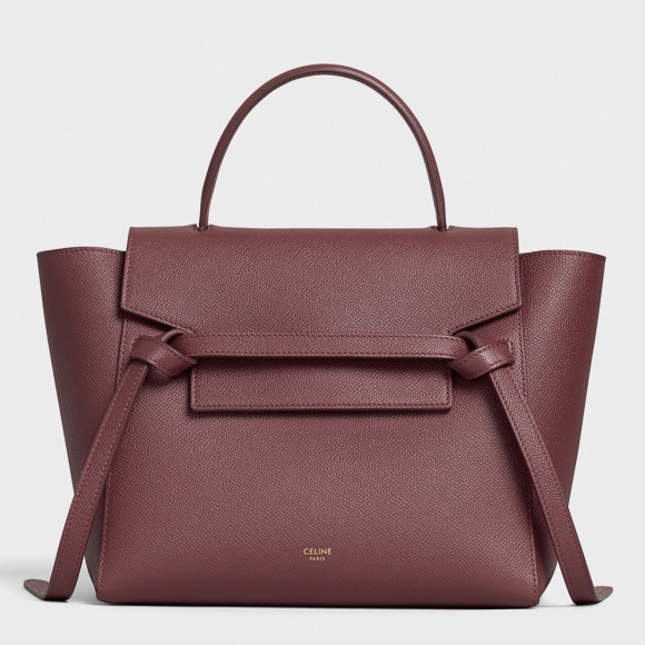 Ce**e micro belt bag in bordeaux grained calfskin