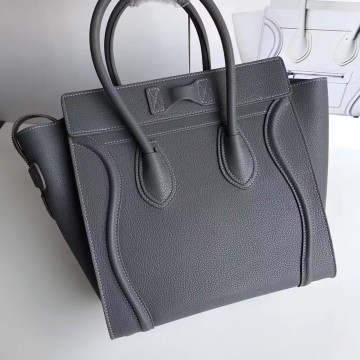 Celine Micro Luggage Tote Bag In Kohl Drummed Calfskin Celine Micro Luggage Tote Bag In Kohl Drummed Calfskin