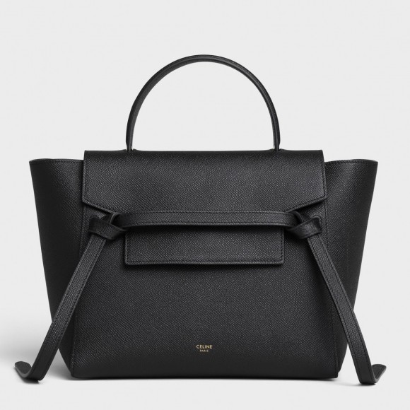 Ce**e micro belt bag in black grained calfskin