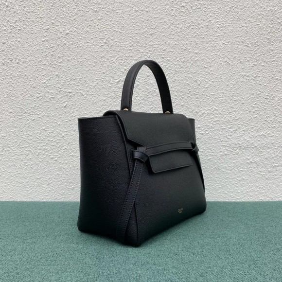 Ce**e micro belt bag in black grained calfskin