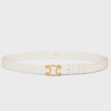 Celine Medium Triomphe Frame Belt 25MM in White Calfskin Celine Medium Triomphe Frame Belt 25MM in White Calfskin
