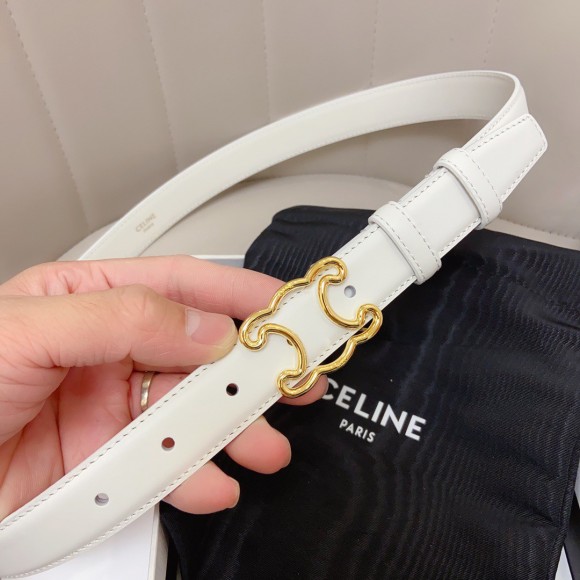 Ce**e medium triomphe frame belt 25mm in white calfskin