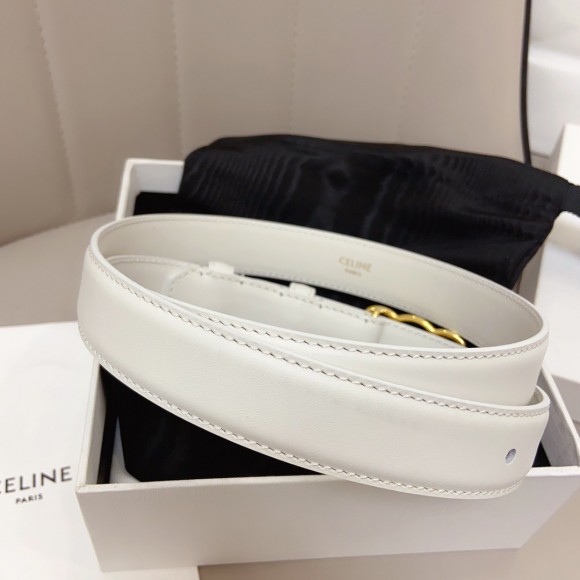 Ce**e medium triomphe frame belt 25mm in white calfskin