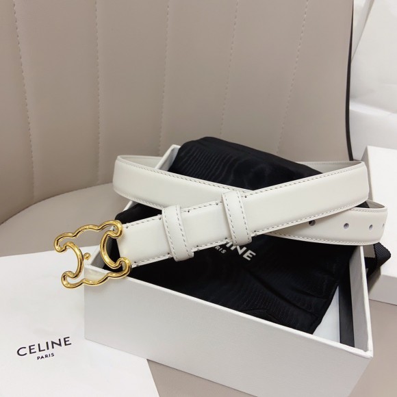 Ce**e medium triomphe frame belt 25mm in white calfskin