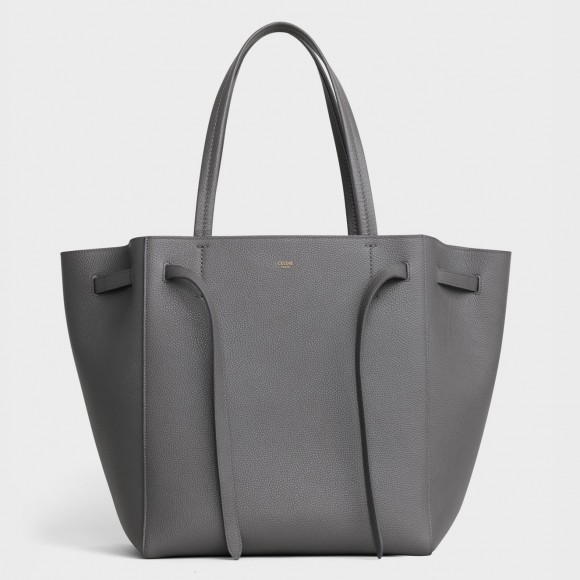 Ce**e small cabas phantom bag in grey grained calfskin