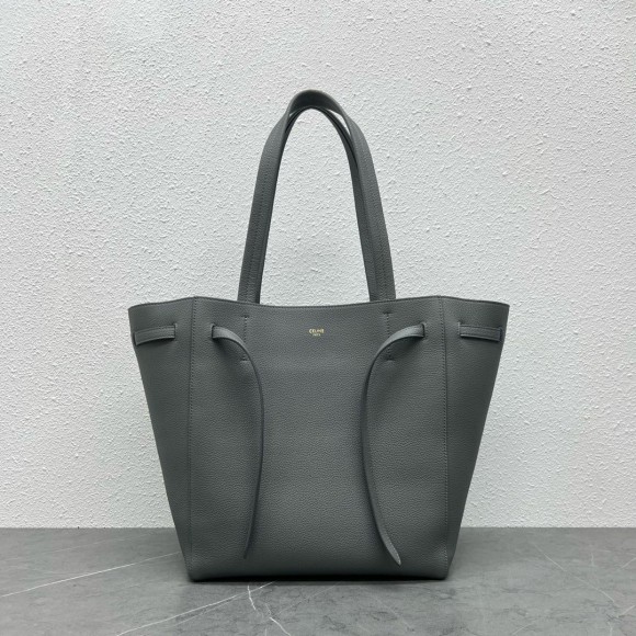 Ce**e small cabas phantom bag in grey grained calfskin