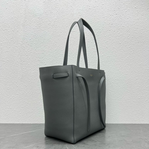 Ce**e small cabas phantom bag in grey grained calfskin