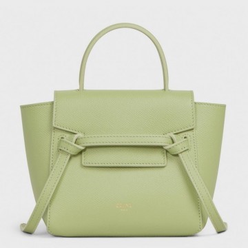 Celine Belt Nano Bag In Sage Grained Calfskin