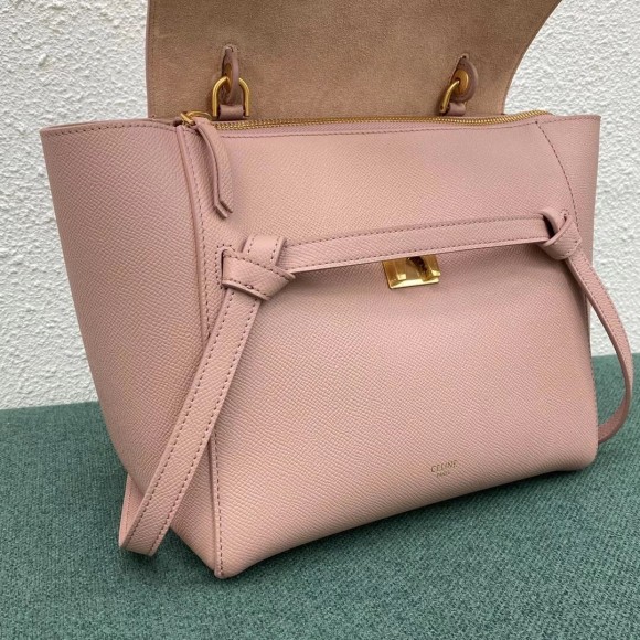 Ce**e micro belt bag in vintage pink grained calfskin