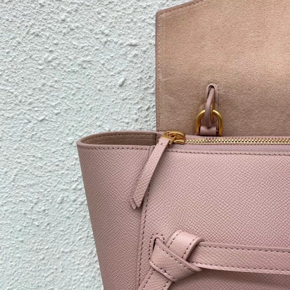 Ce**e micro belt bag in vintage pink grained calfskin