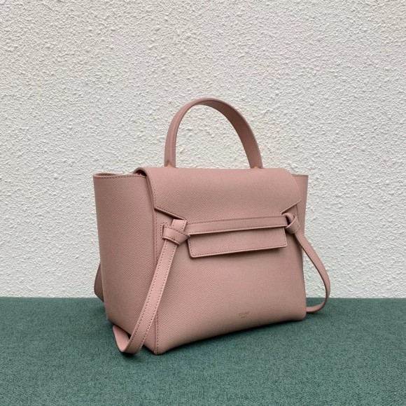 Ce**e micro belt bag in vintage pink grained calfskin