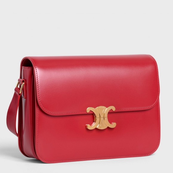 Ce**e triomphe large bag in red calfskin