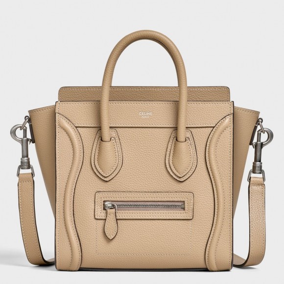 Ce**e nano luggage tote bag in dune drummed calfskin