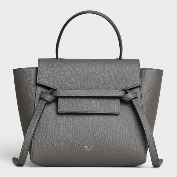 Ce**e belt nano bag in grey grained calfskin