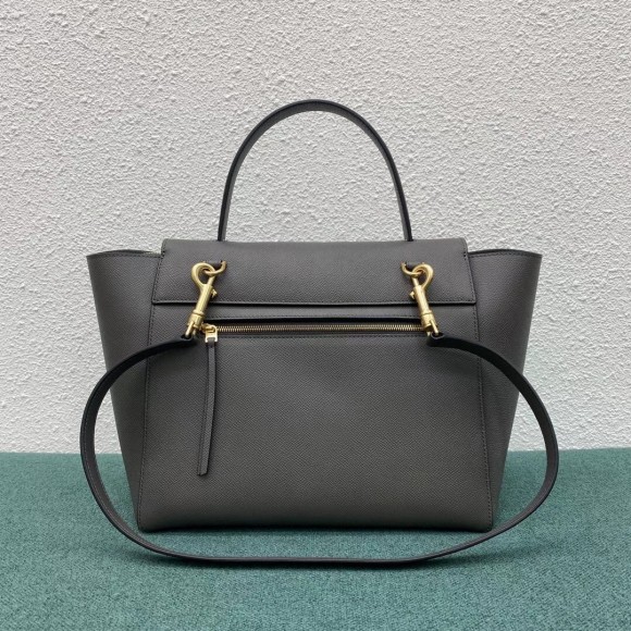 Ce**e belt mini bag in grey grained calfskin