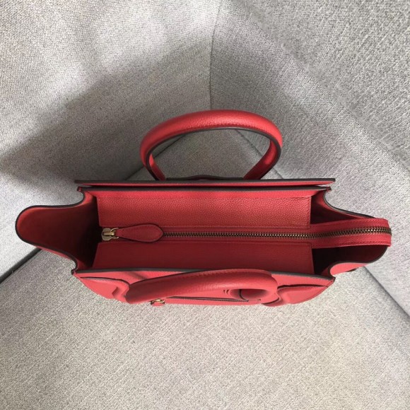 Ce**e micro luggage tote bag in red drummed calfskin