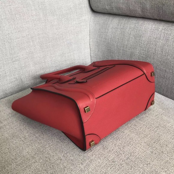 Ce**e micro luggage tote bag in red drummed calfskin