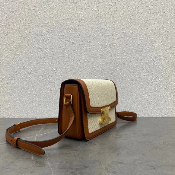 Ce**e triomphe teen bag in textile and calfskin