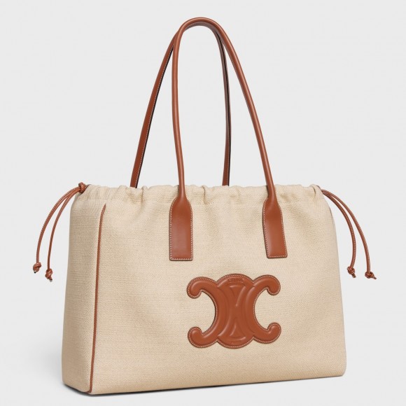 Ce**e cabas drawstring cuir triomphe bag in canvas