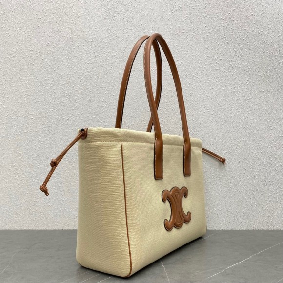 Ce**e cabas drawstring cuir triomphe bag in canvas