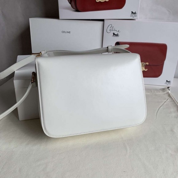 Ce**e triomphe large bag in white calfskin