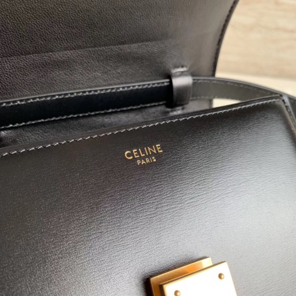 Ce**e classic box small bag in black box calfskin