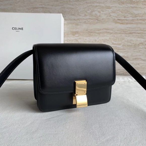 Ce**e classic box small bag in black box calfskin