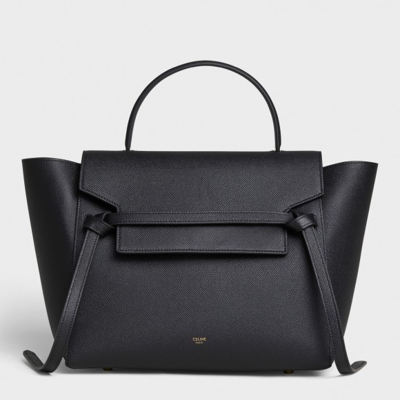 Ce**e belt mini bag in black grained calfskin