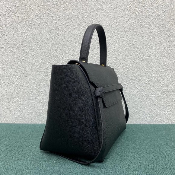 Ce**e belt mini bag in black grained calfskin