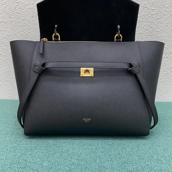 Ce**e belt mini bag in black grained calfskin