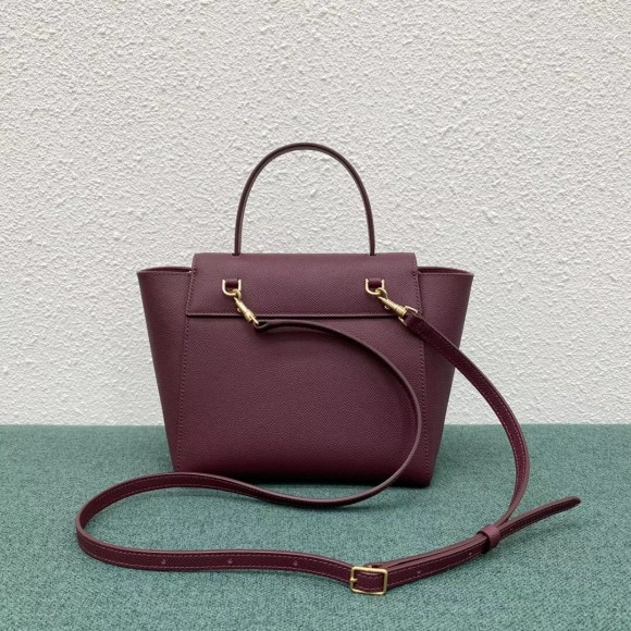 Ce**e belt nano bag in bordeaux grained calfskin