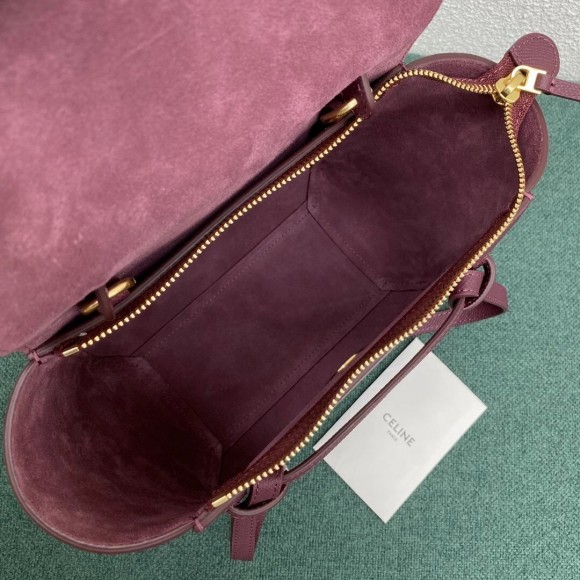 Ce**e belt nano bag in bordeaux grained calfskin