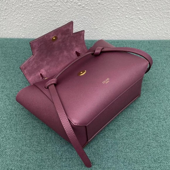 Ce**e belt nano bag in bordeaux grained calfskin