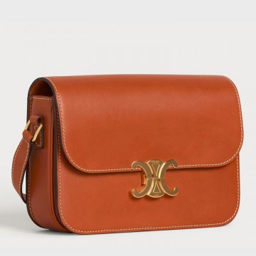 Celine Triomphe Medium Bag In Brown Natural Calfskin Celine Triomphe Medium Bag In Brown Natural Calfskin