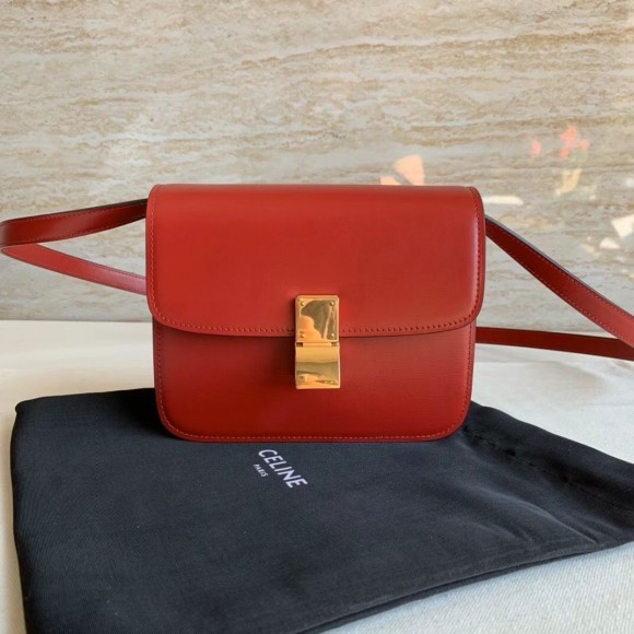 Ce**e classic box teen bag in red box calfskin