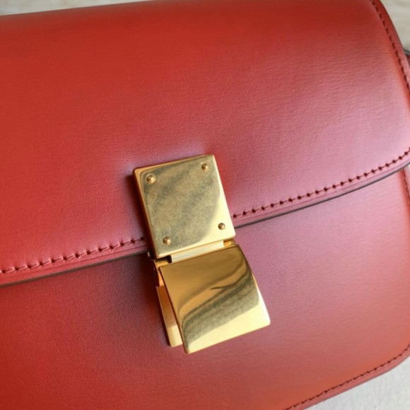 Ce**e classic box teen bag in red box calfskin