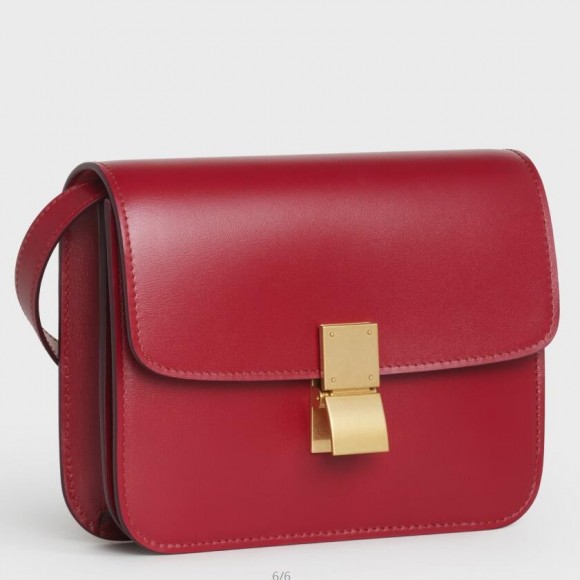 Ce**e classic box teen bag in red box calfskin