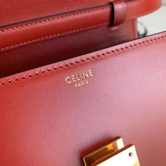 Ce**e classic box teen bag in red box calfskin