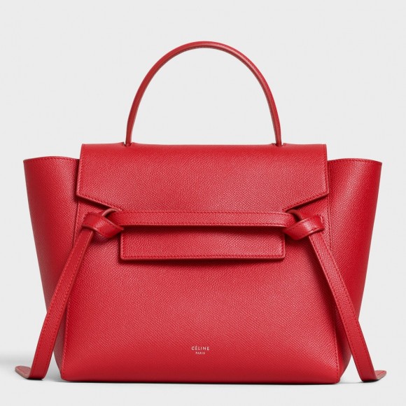 Ce**e micro belt bag in red grained calfskin