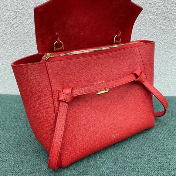 Ce**e micro belt bag in red grained calfskin