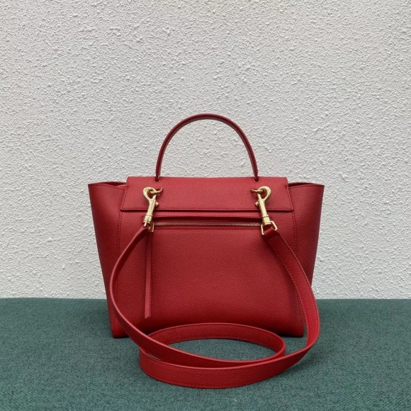 Ce**e micro belt bag in red grained calfskin