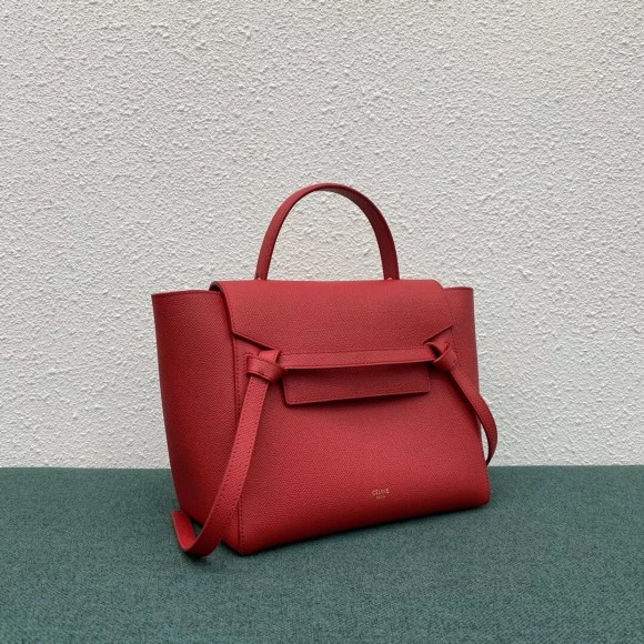 Ce**e micro belt bag in red grained calfskin