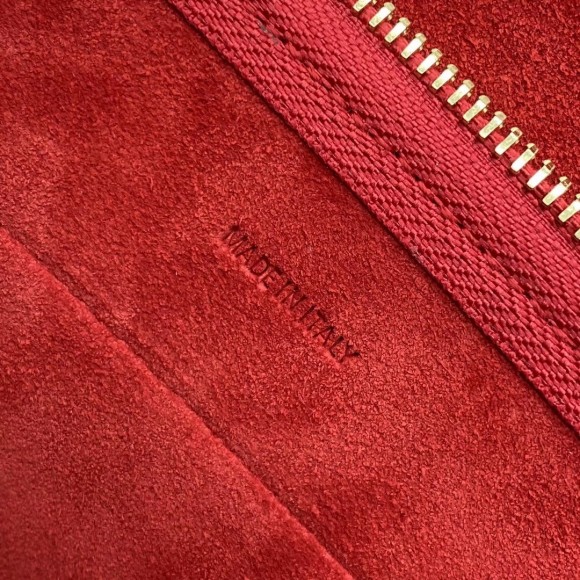 Ce**e belt nano bag in red grained calfskin