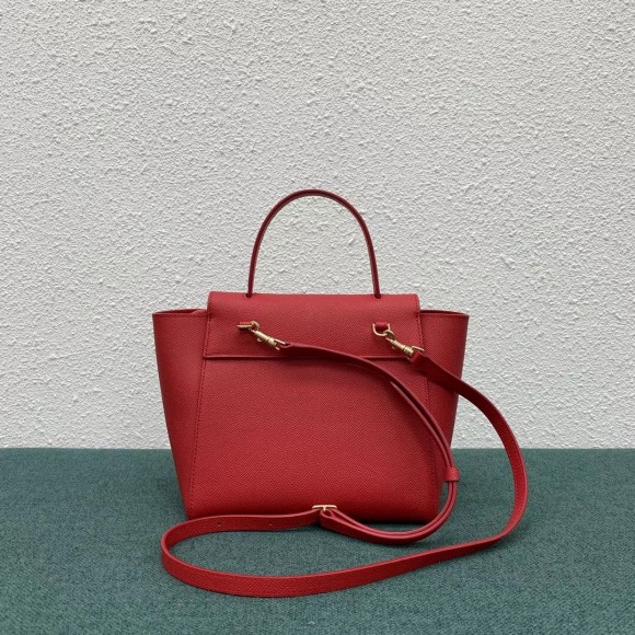 Ce**e belt nano bag in red grained calfskin